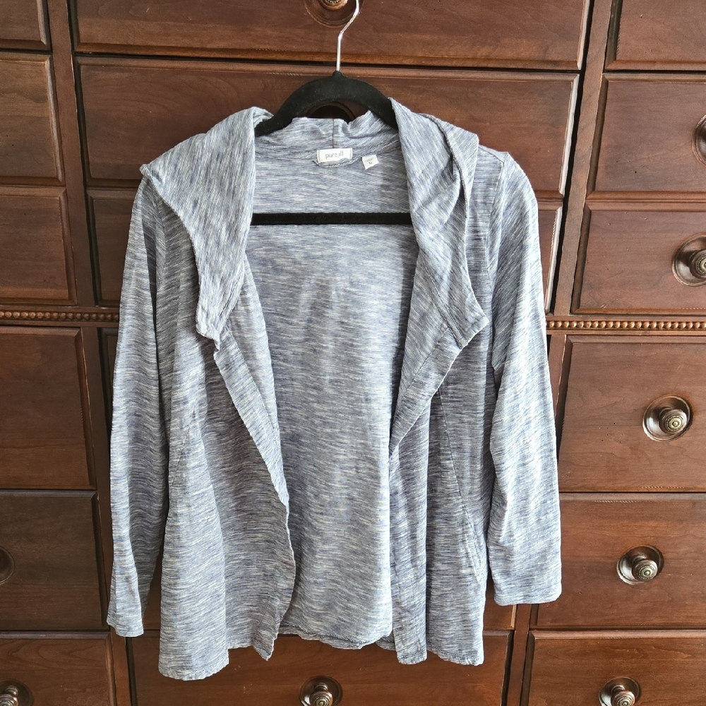 J.Jill Pure Jill Lightweight Cardigan Size M. Marled Gray.  Like New!